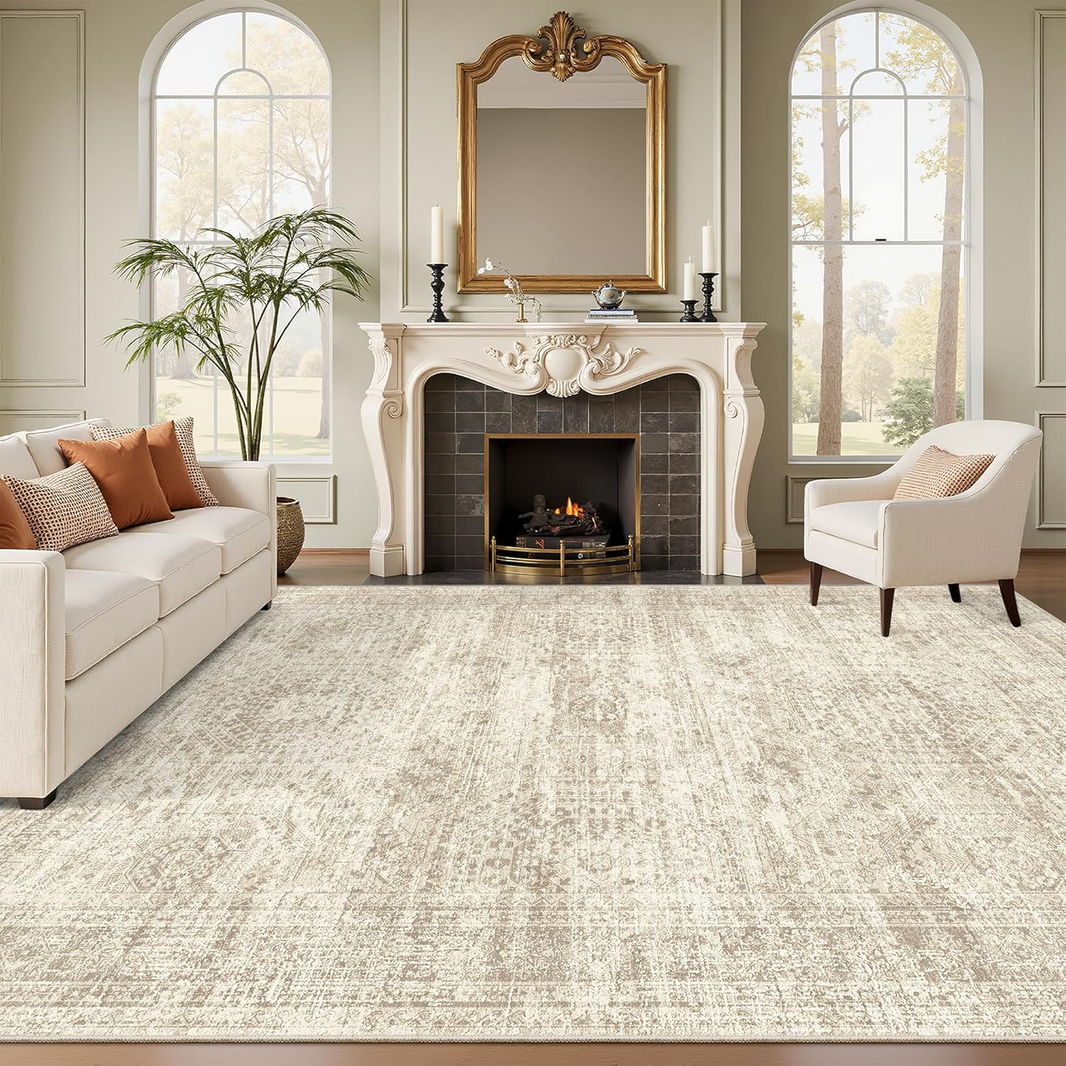 9x12 Area Rugs for Living Room, Vintage Non-Slip Washable Rug