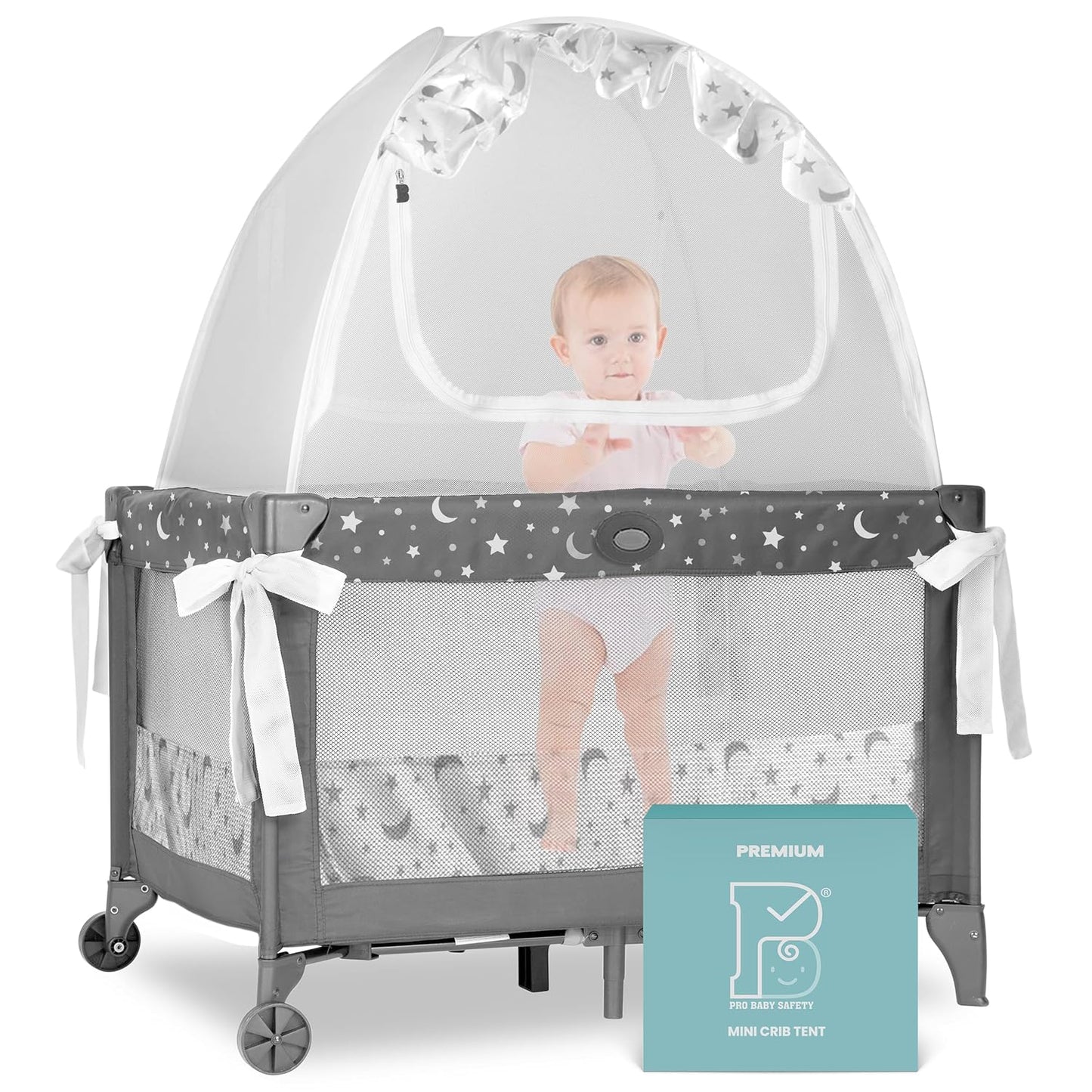Premium Pack n Play Tent for Baby Safety with Auto Lock Zippers