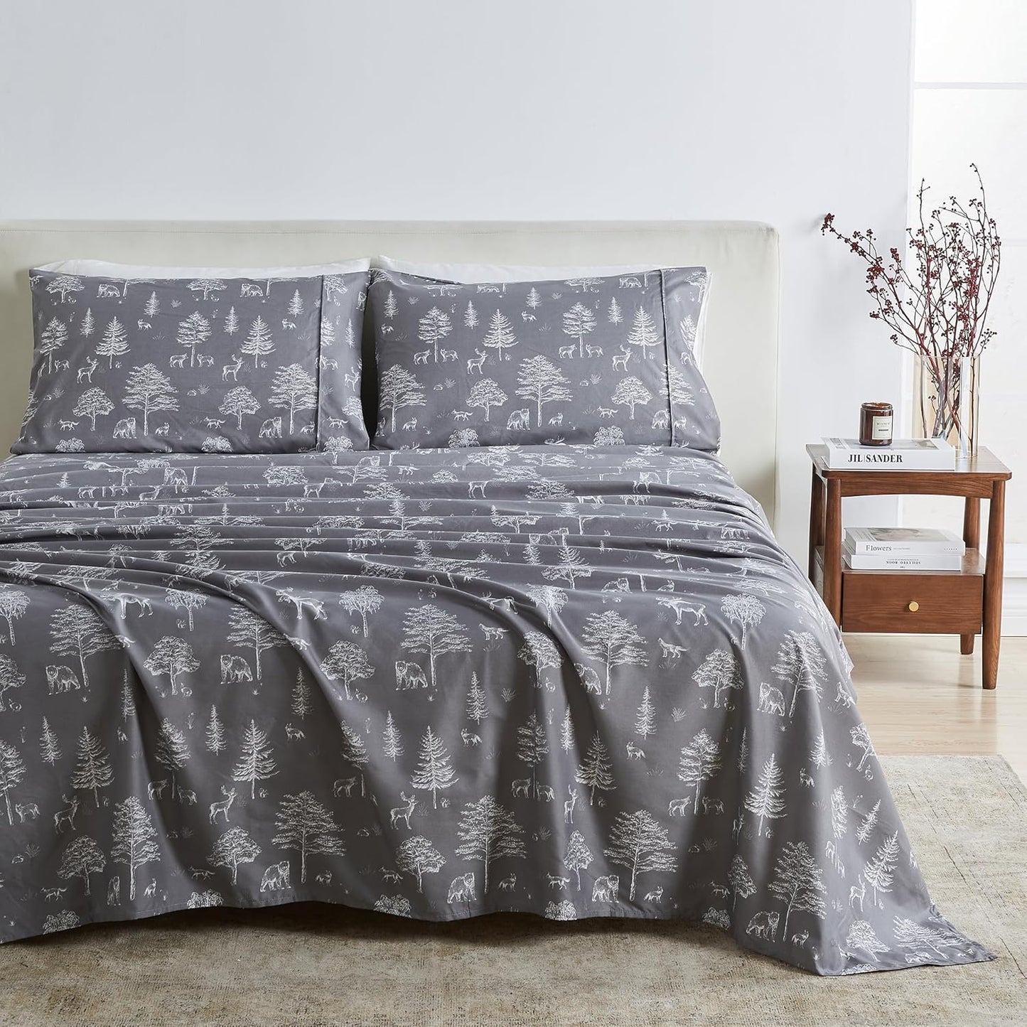 Twin Size Microfiber Sheet Set for Woodland Decor Lovers