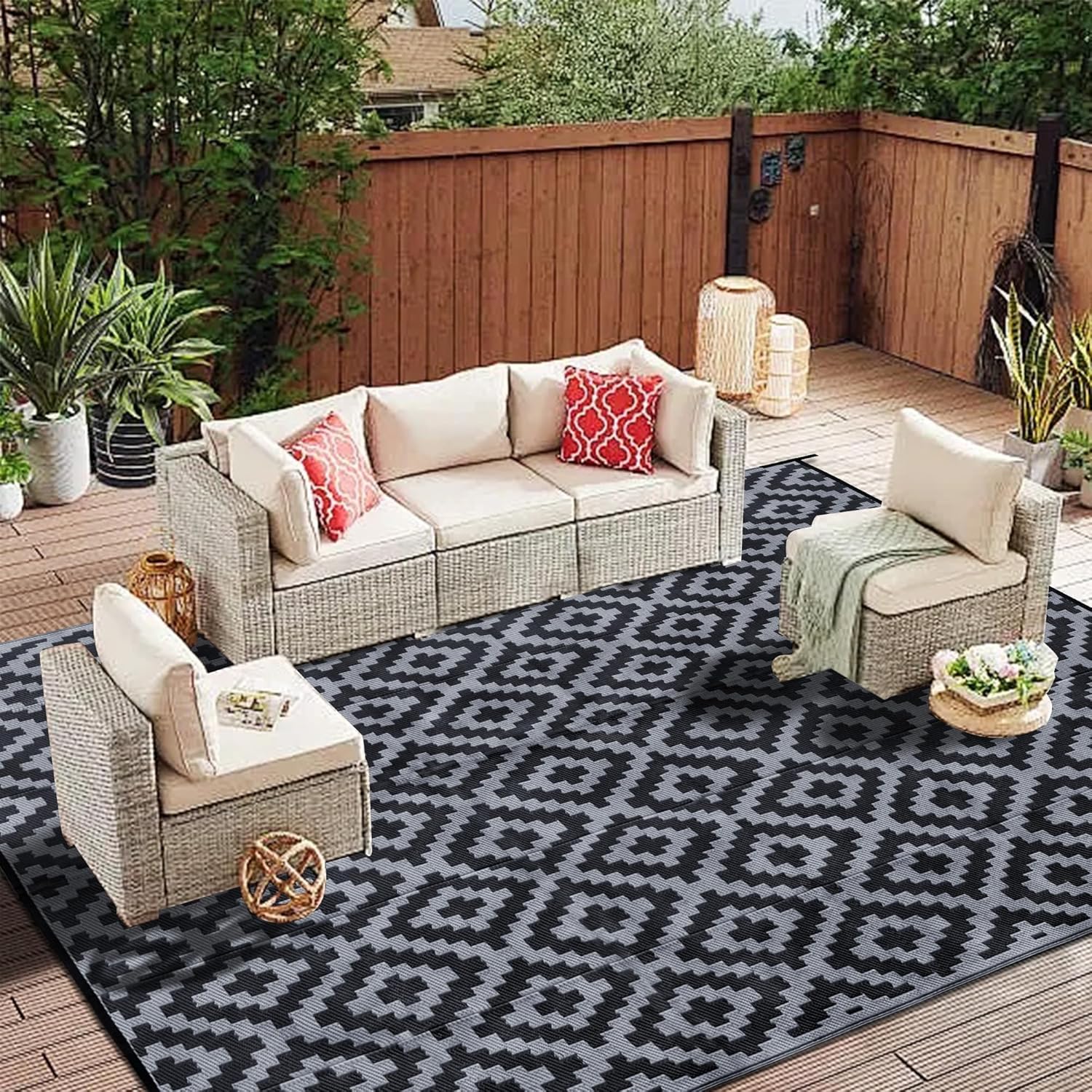 SAND MINE Waterproof Outdoor Rug 8x10 ft for Patio and Beach