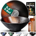 9.4in Ceramic Ramen Bowl Set of 2 (9 Piece) - Large Porcelain Noodle