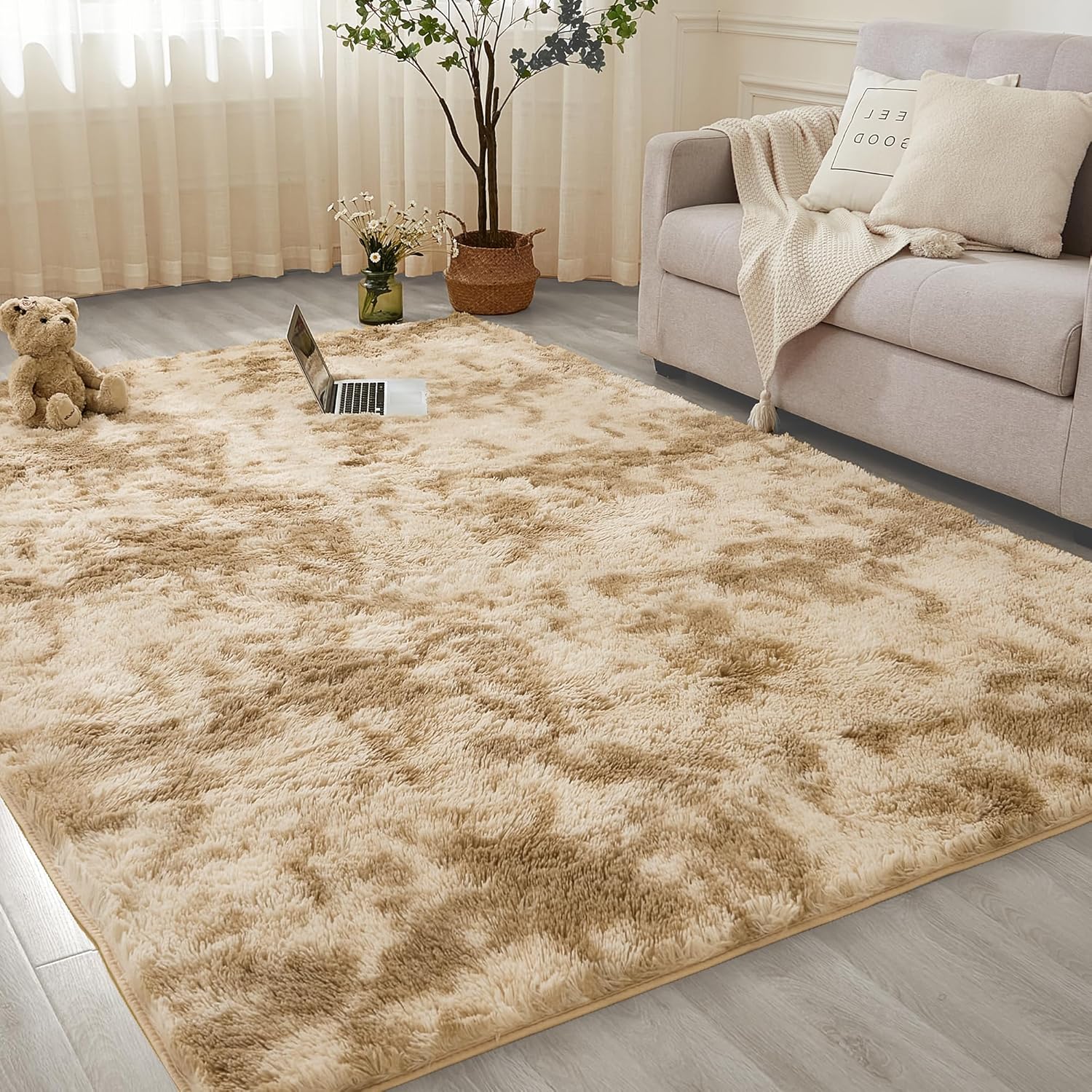 Andency 5x8 Fluffy Shaggy Area Rug for Living Room and Bedroom