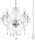 Plug-in 5 Light Crystal Hanging Pendant Lights Acrylic Chandelier