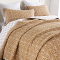 Queen Cotton Quilt Set White and Orange - 3-Piece All-Season