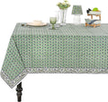 Ridhi Basil Green 72 x 190 in Rectangular Cotton Tablecloth - Hand