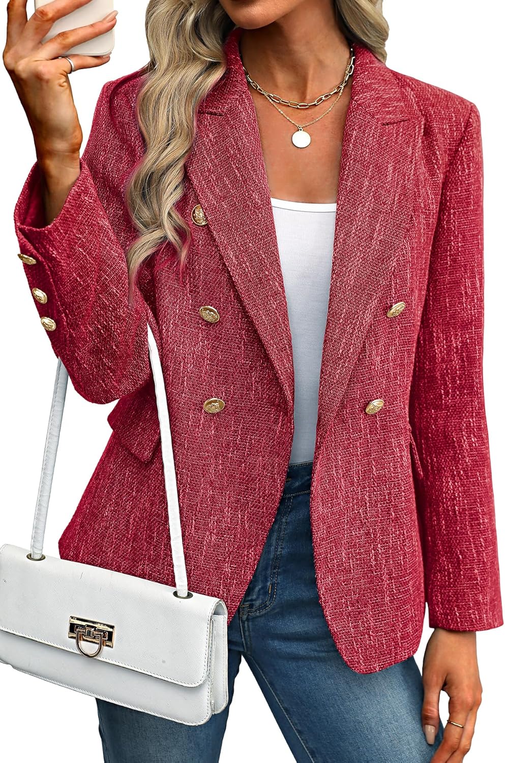 ELLEVEN Women's Tweed Blazers for Business Casual Style