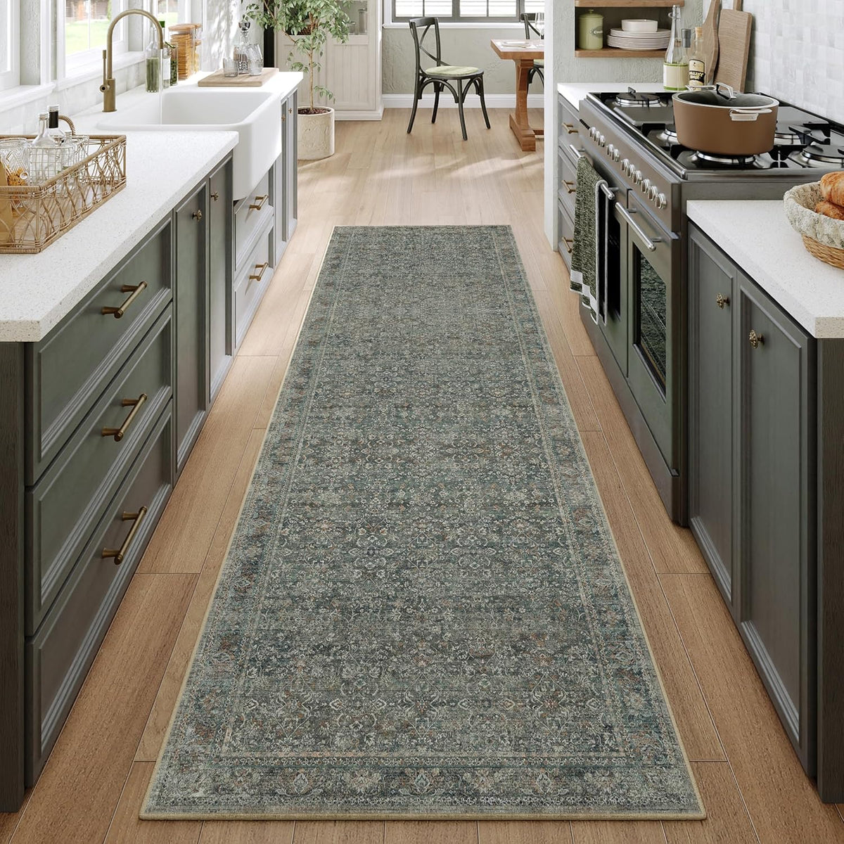 Runner Rug 2x8 Gray Hallway Washable Vintage Carpet Non Slip