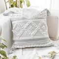 Gray Cream White Boho Throw Pillow Cover 20x20 - Textured Handmade