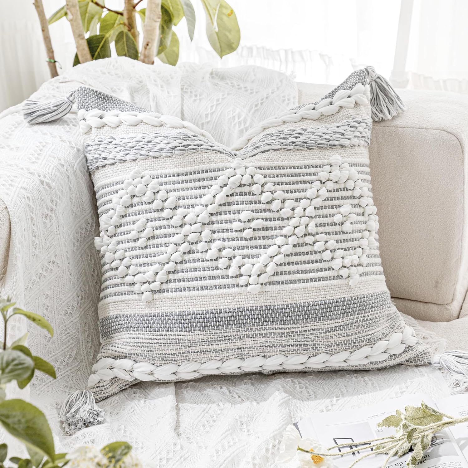 Boho Throw Pillow Cover 20X20 for Sofa Couch Bed Decor