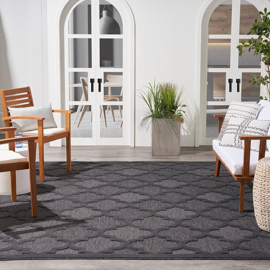 Nourison Home Easy Care Moroccan Charcoal/Black Area Rug 9ft x 12ft