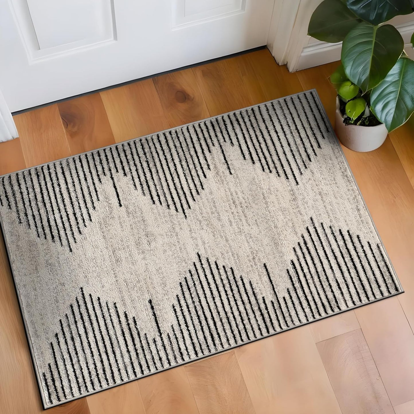 Bohemian Stripe Stain Resistant Area Rug for High Traffic Spaces