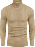 Men's Slim Fit Turtleneck Sweater - Casual Twist Patterned Pullover