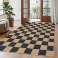 Lahome Checkered Easy Jute Area Rug for Indoor Outdoor Use