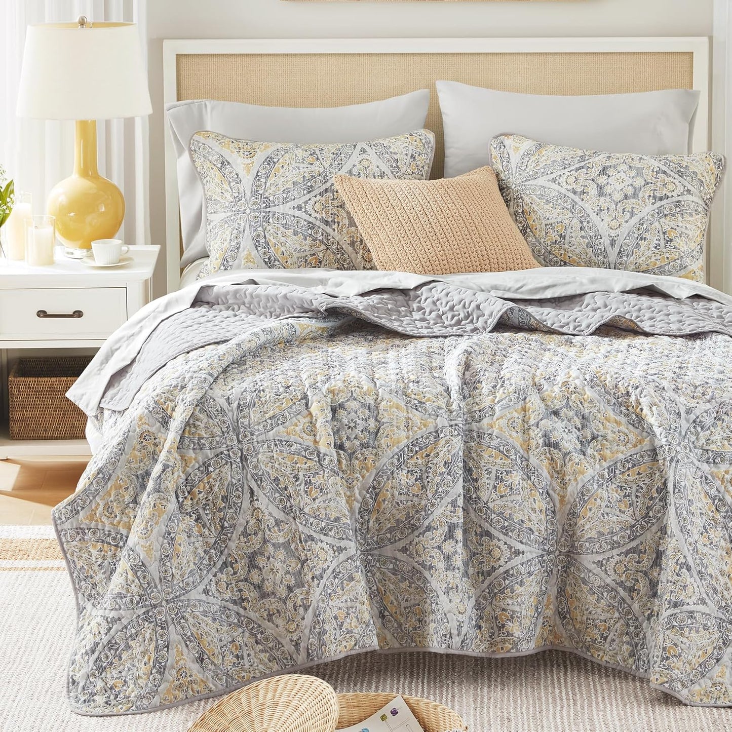 Comfort Spaces Boho Quilt Set Queen Reversible Coverlet