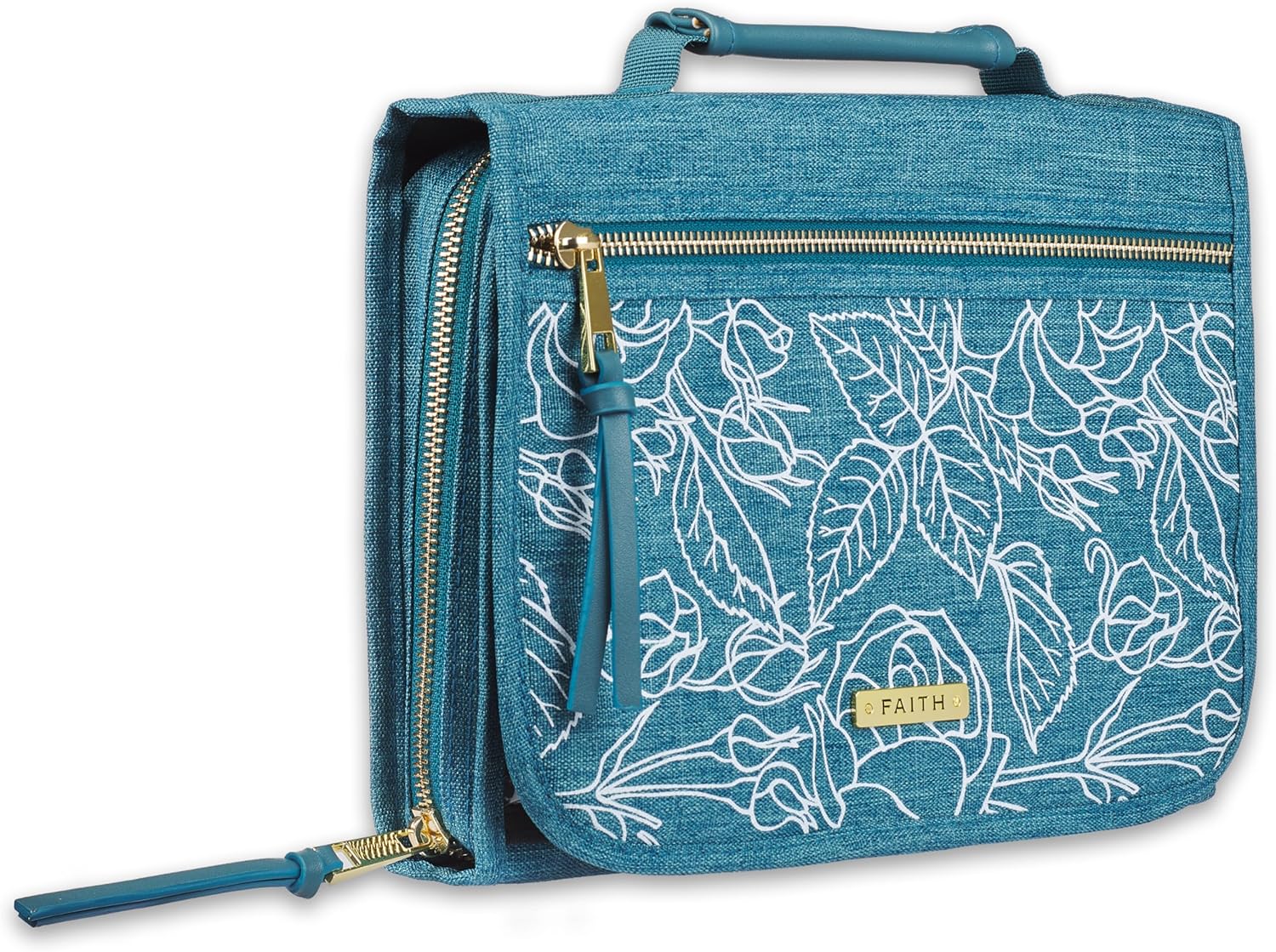 Faith Badge Floral Women's Tri-Fold Organizer Bible Cover
