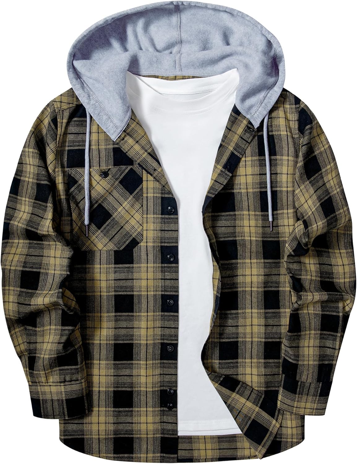 ZITY Men's Flannel Hoodie Shirt for Stylish Casual Wear