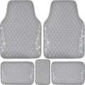 Bling Diamond Leather Car Mats for Women - Sparkly Gray Design