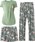 SUNNYBUY Womens Maternity Nursing Pajamas Set - 3 Piece (Style VLNL)
