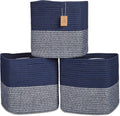 NaturalCozy 13 Inch Cube Storage Bins - Durable Cotton Rope Organizer