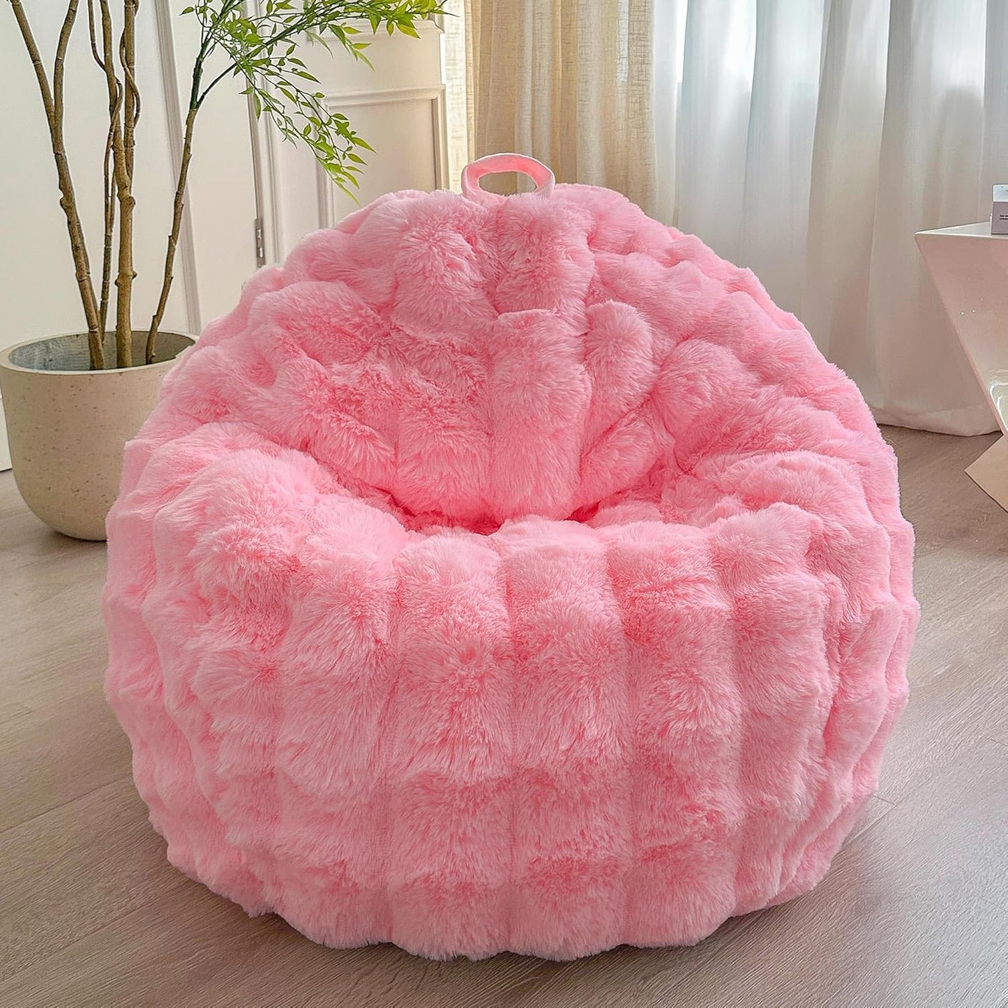 LIFEREVO Fluffy Faux Rabbit Fur Bean Bag Cover for Plush Toys