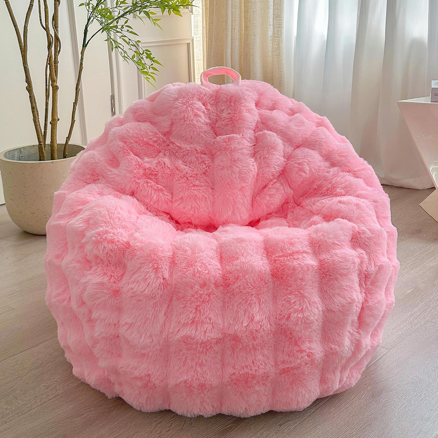 LIFEREVO Fluffy Faux Rabbit Fur Bean Bag Cover for Plush Toys