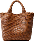 Woven Bag for Women Vegan Leather Tote - Large Summer Shoulder Bag