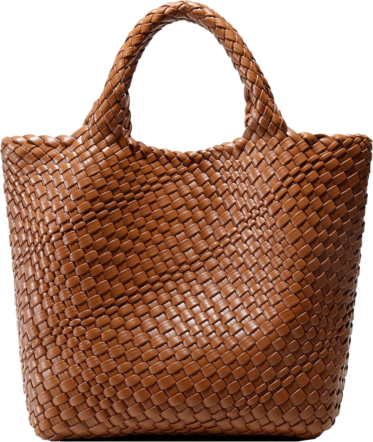 Woven Bag for Women - Vegan Leather Tote for Summer Travel