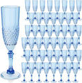 Plastic Champagne Flutes 48PCS Blue Reusable Wine Glasses - Retro