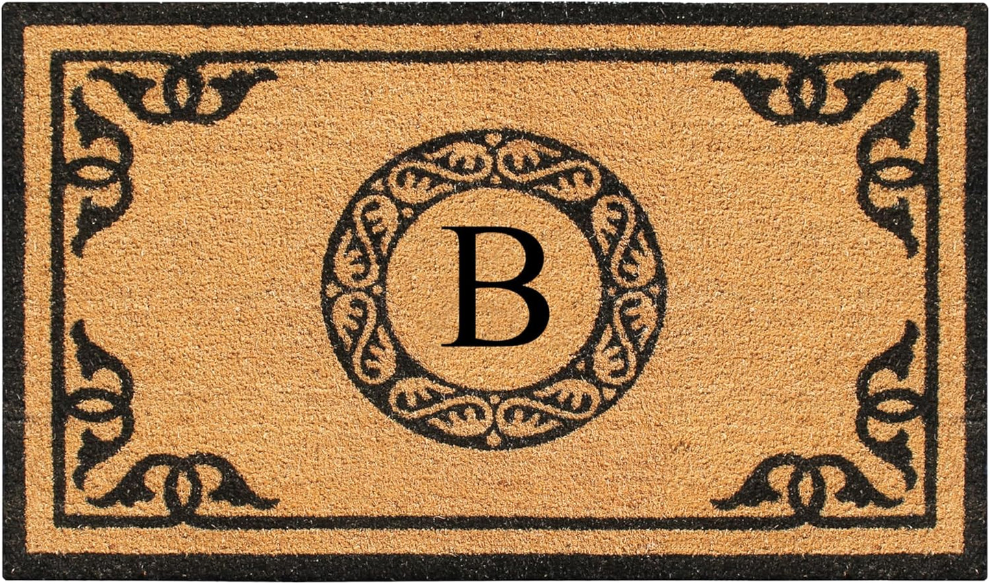 A1HC Natural Coir Monogrammed Doormat for Outdoor Entrance