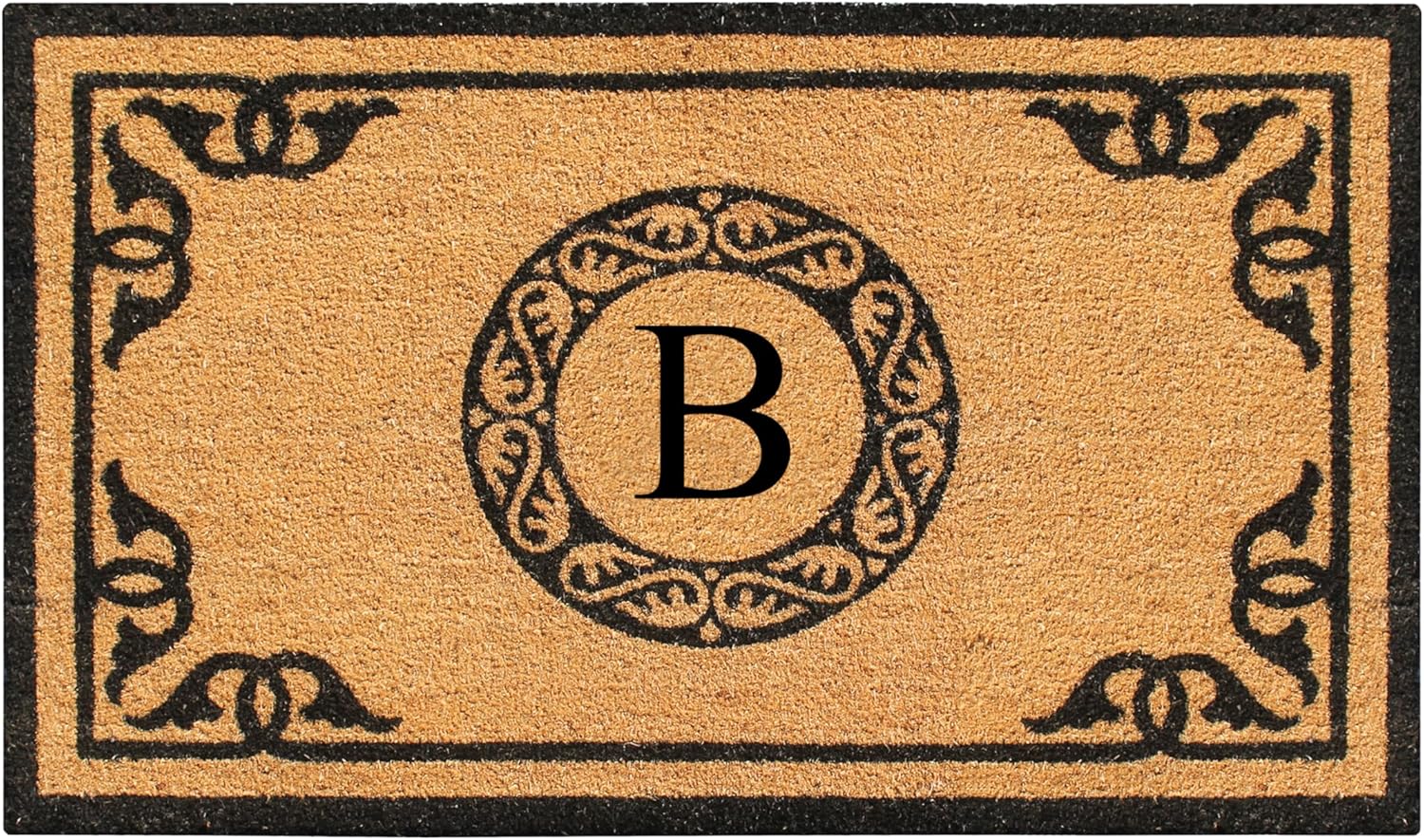 A1HC Natural Coir Monogrammed Doormat for Outdoor Entrance