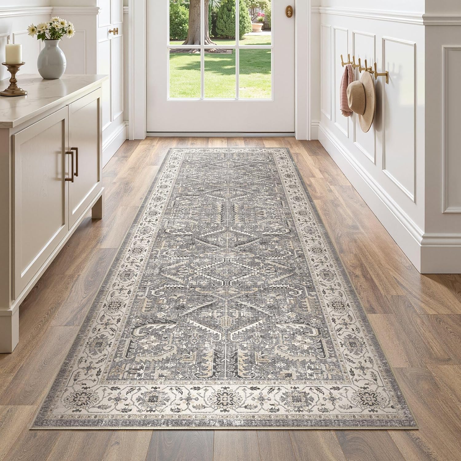 3x8 Washable Hallway Runner Rug for Vintage Home Decor