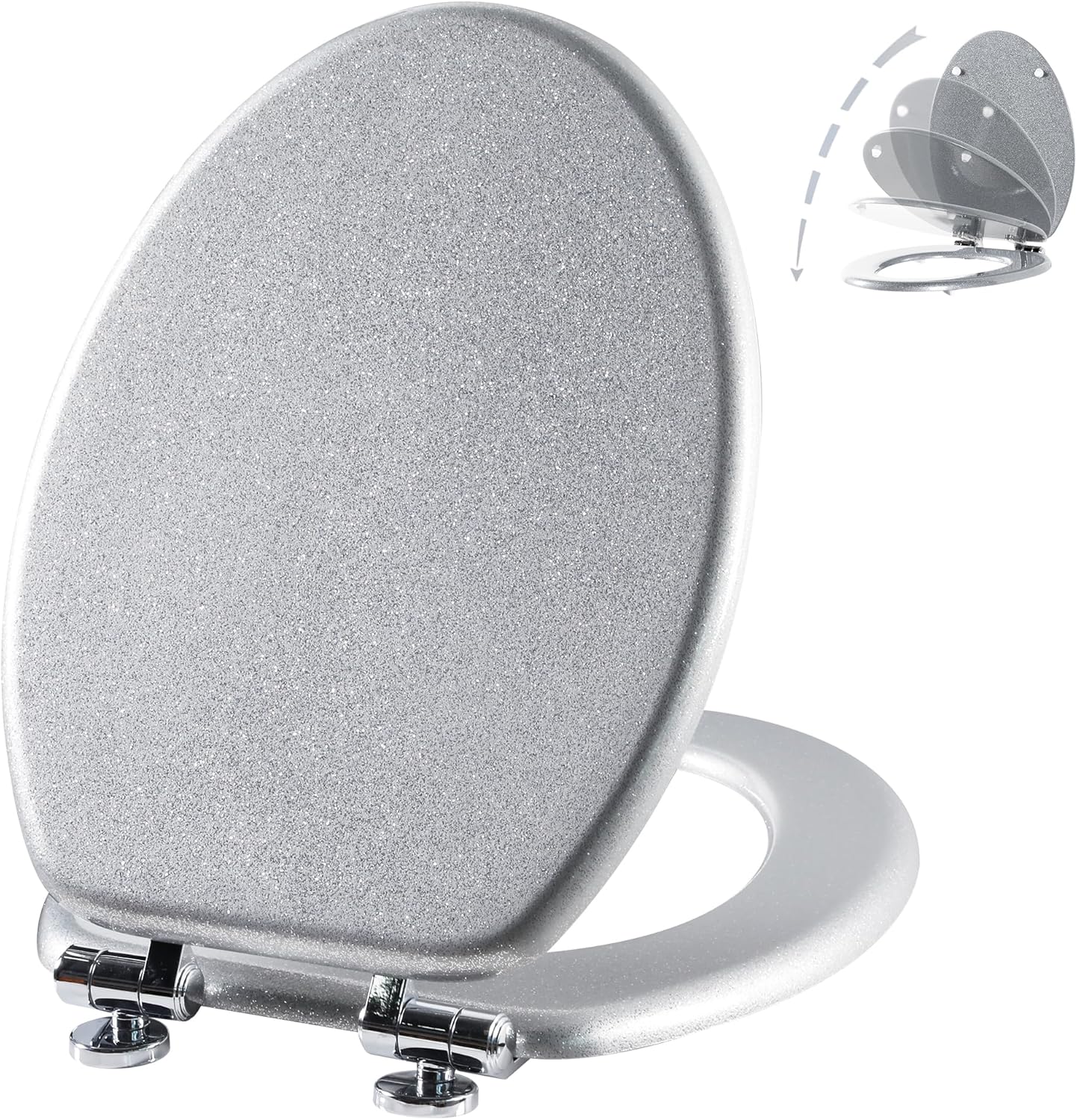 Glitter Toilet Seat Molded Wood Elongated with Quiet Close Feature