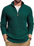 COOFANDY Men's Quarter Zip Pullover Slim Fit Sweater - Casual Dress