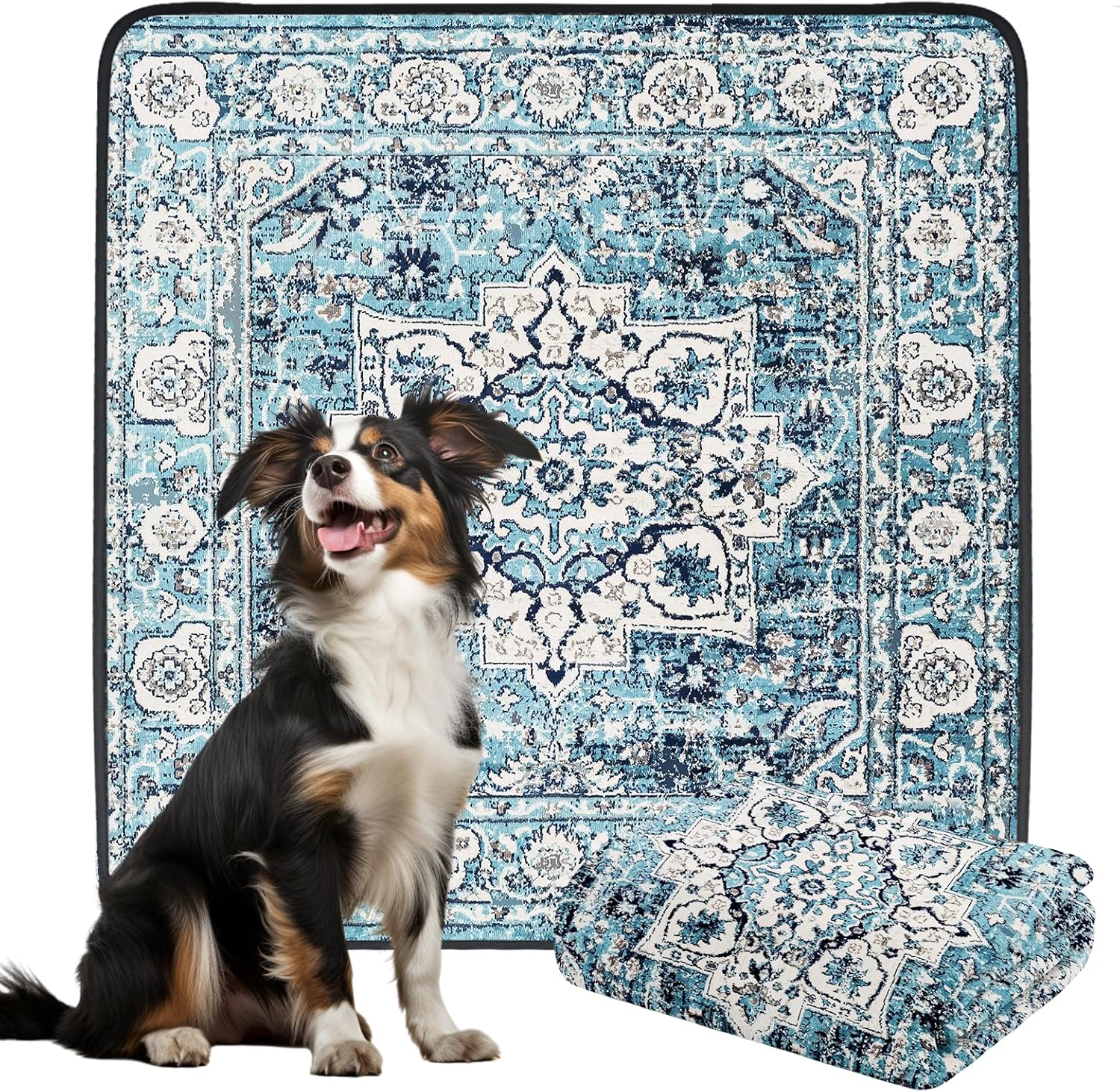 Ocean-Blue Non-Slip Dog Washable Pee Pad for Pets 72in x 72in