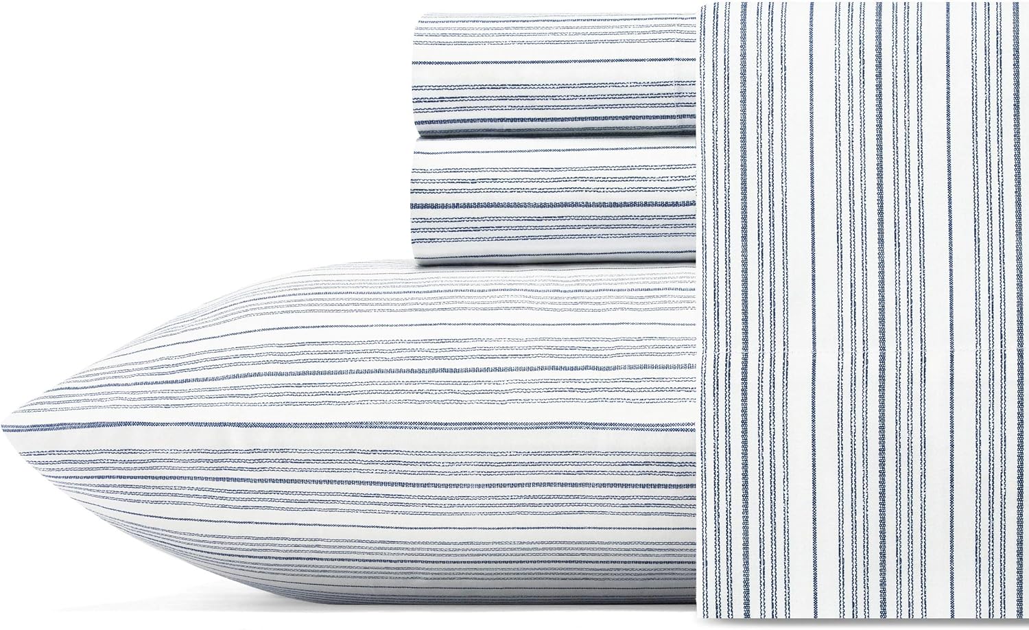Nautica Twin Sheets Set in Beaux Stripe Navy for Cozy Dorms