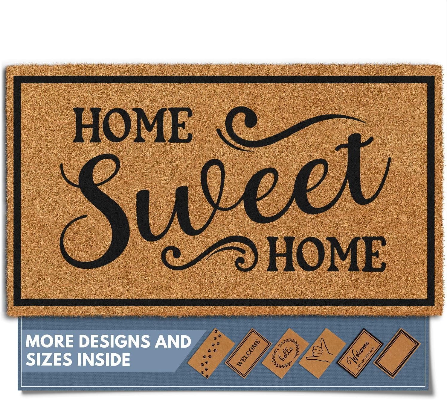 Natural Coco Coir Heavy Duty Backing Doormat for Home Sweet Home