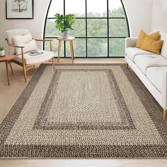 Large Washable Boho Accent Rug for Living Room and Bedroom