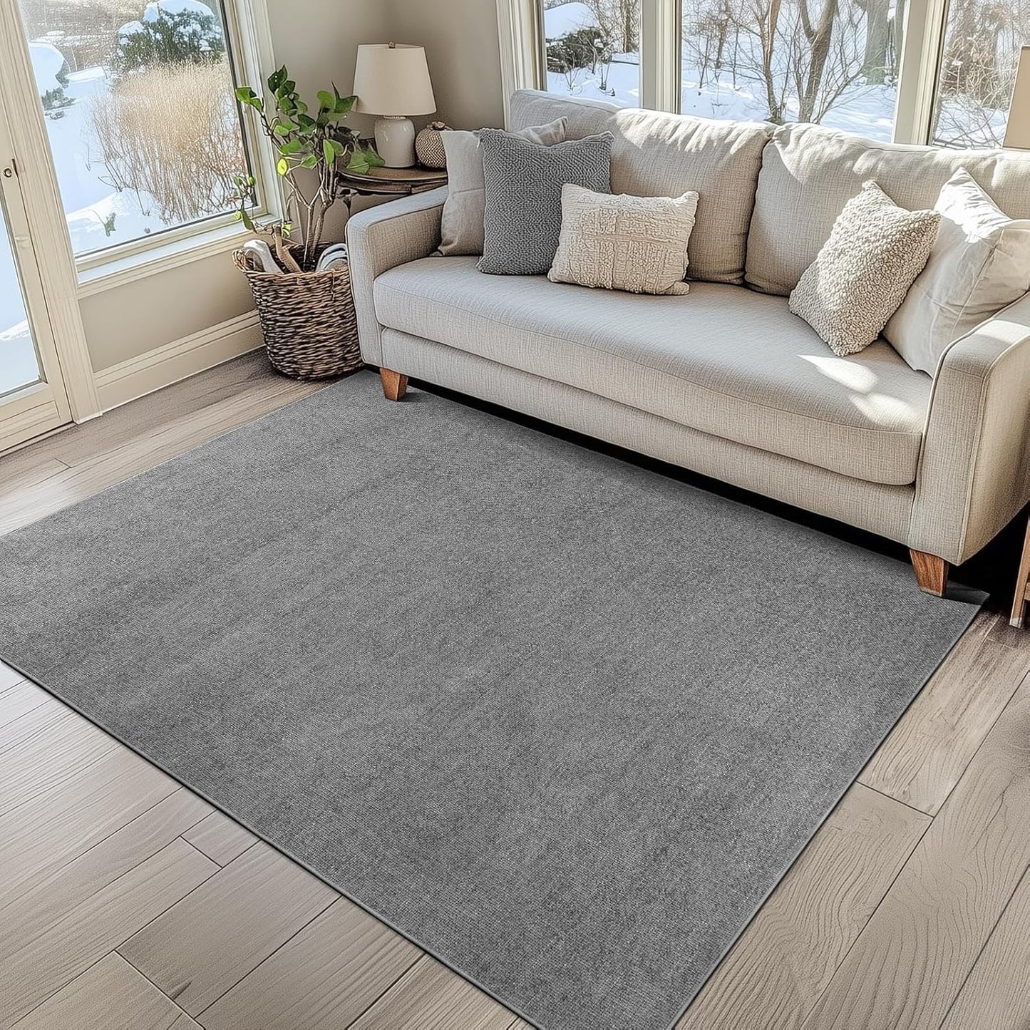 Soft Non-Slip 5x7 Modern Grey Rug