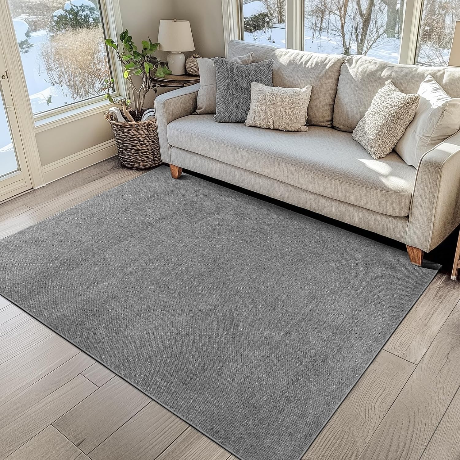 Soft Non-Slip 5x7 Modern Grey Rug