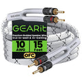 10AWG Speaker Cable with Gold-Plated Banana Plugs - Heavy Duty 15ft