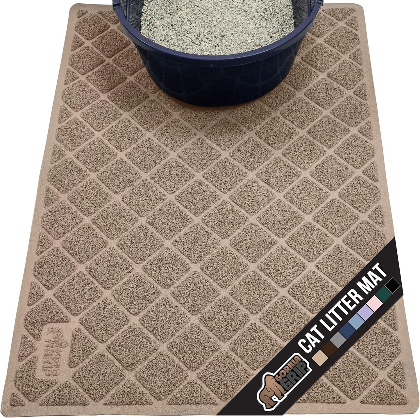 GORILLA GRIP Cat Litter Box Mat for Less Mess and Clean Floors