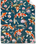 Japanese Koi Fish Blanket for Adults & Kids - Soft Flannel Throw