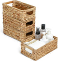 4 Small 3.6 QT Water Hyacinth Wicker Baskets for Shelves - Compact