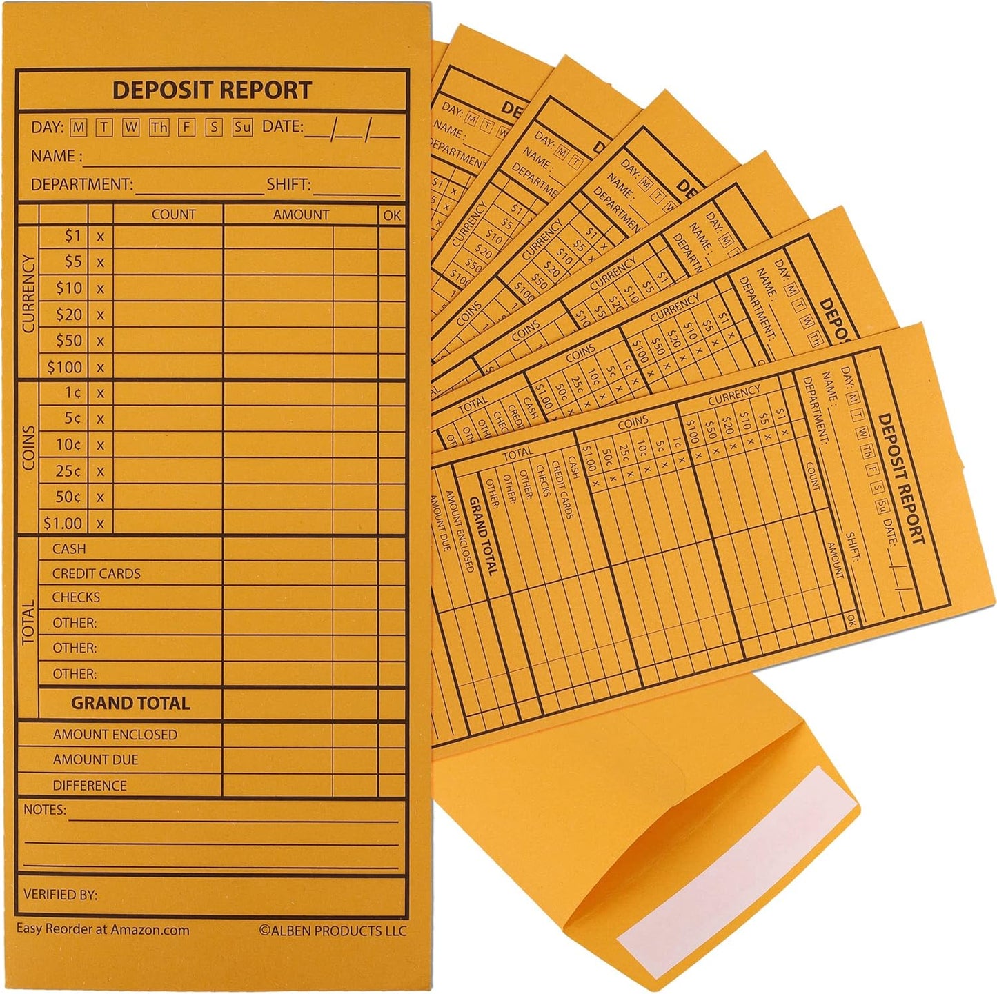 500 Cash Drop Envelopes for Secure Cash Recordkeeping Needs