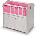 Wooden Baby Doll Crib with Bedding and Storage - Classic White