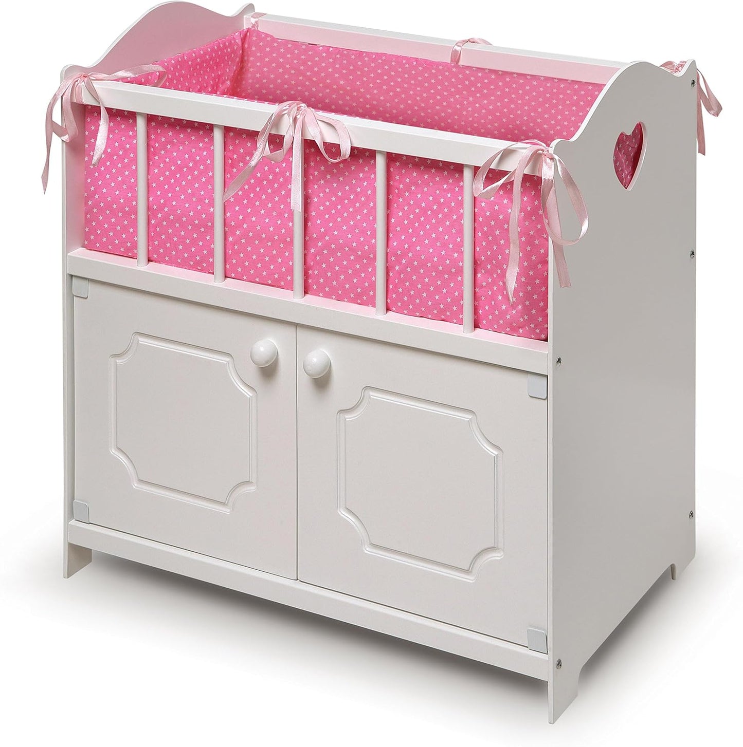 Wooden Baby Doll Crib with Bedding and Storage for Ages 3