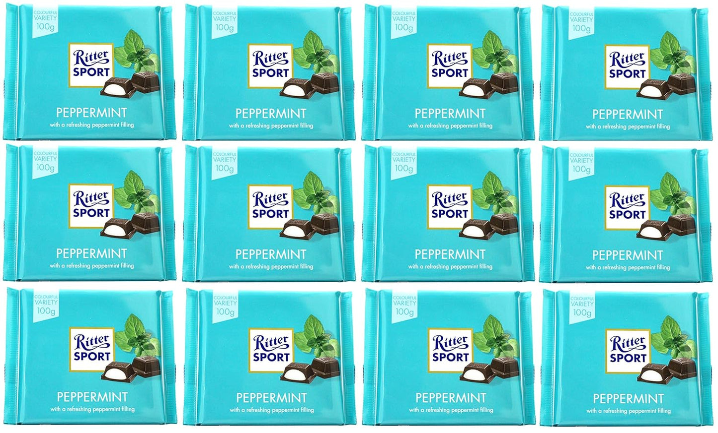 Ritter Sport Peppermint Chocolate 12-Pack for Sweet Treats