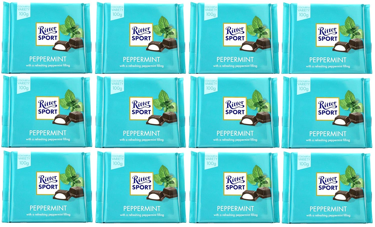 Ritter Sport Peppermint Chocolate 12-Pack for Sweet Treats