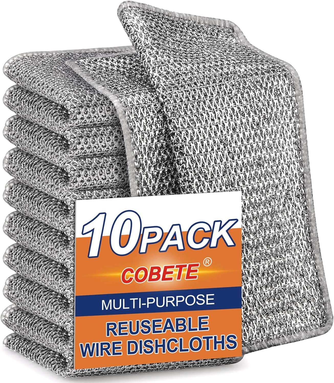 COBETE Non Scratch Wire Dishcloths - Double-Layer Miracle Cleaning Towels