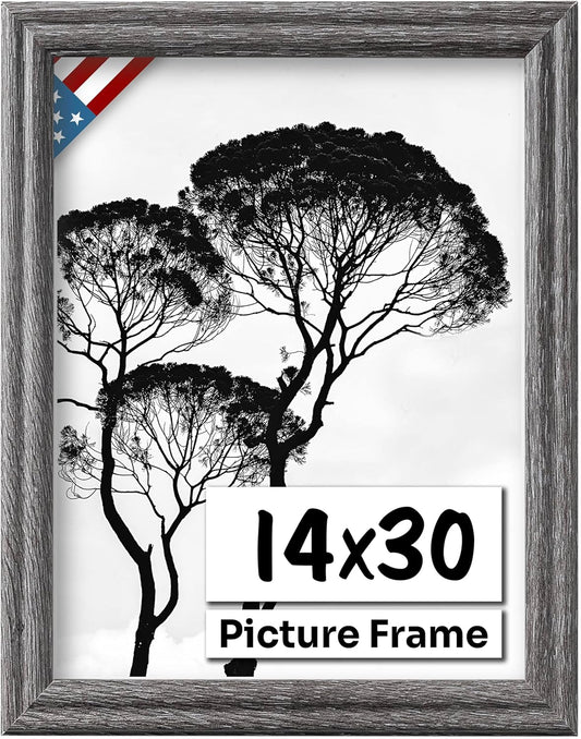 Barnwood Gray 14x30 Picture Frame - Handmade Solid Wood Frame